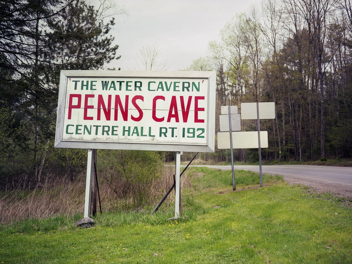 sign for penns cave, wellsboro, pennsylvania